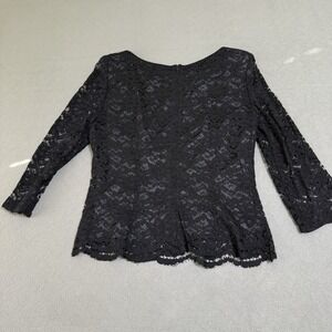 Vtg Y2K Women's Shirt Black V neck Lined Lace Zipper Back Top‎ Sz 12 Dressy Goth